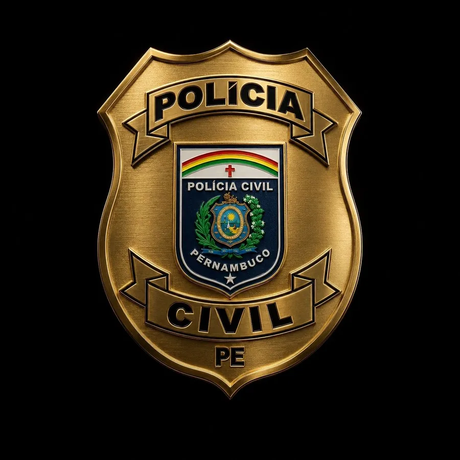 Brasão da Polícia Civil de Pernambuco em capa editorial ilustrativa