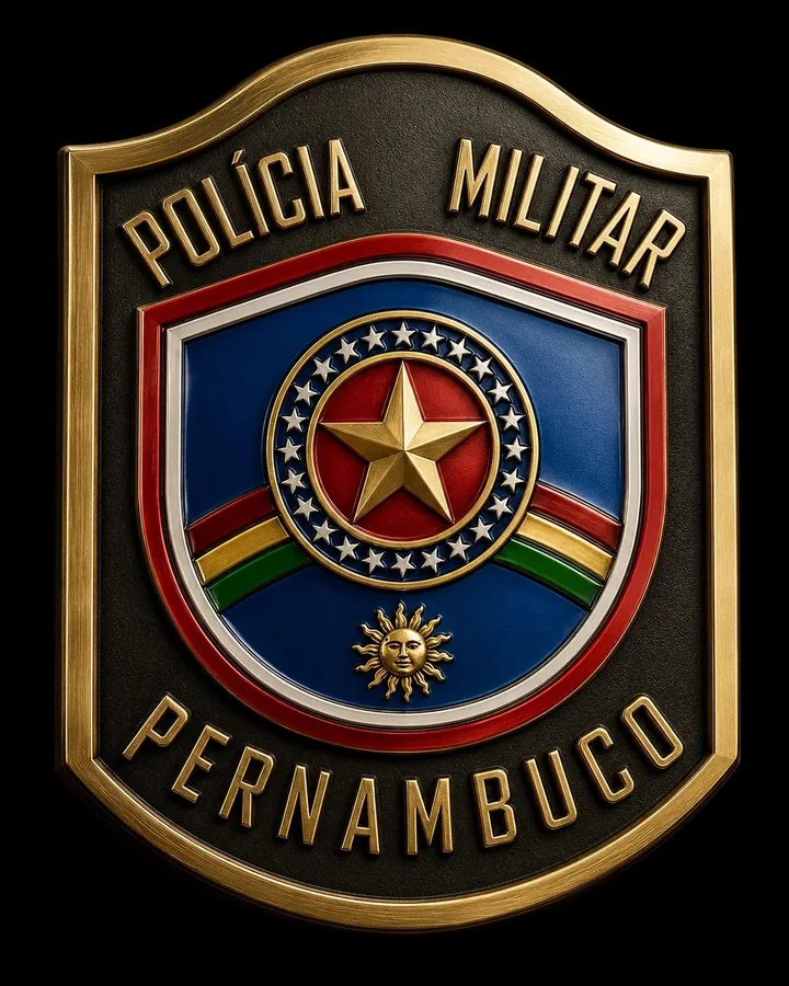 Brasão da Polícia Militar de Pernambuco em capa editorial ilustrativa