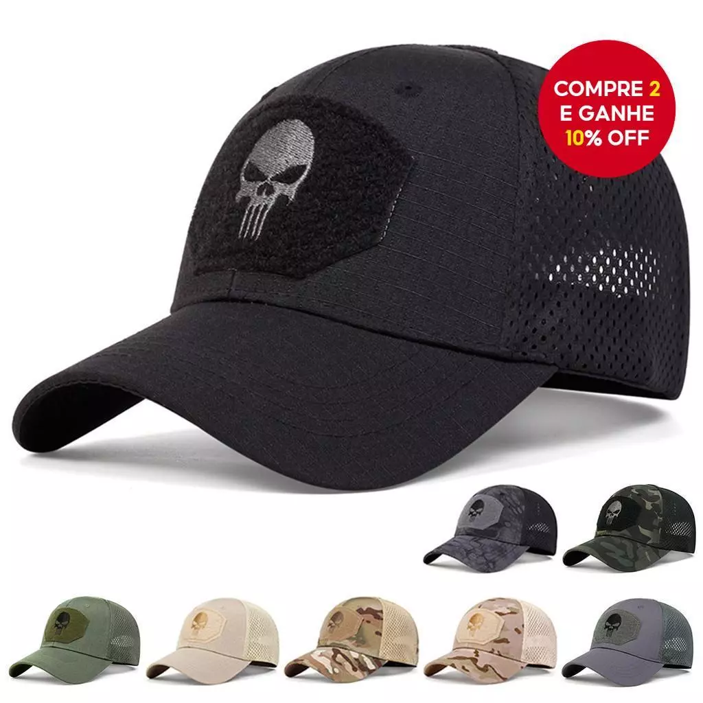 Boné De Beisebol Masculino Camuflado Com Caveira, Chapéu Tático Para Pesca E Caminhada Ao Ar Livre O Verão